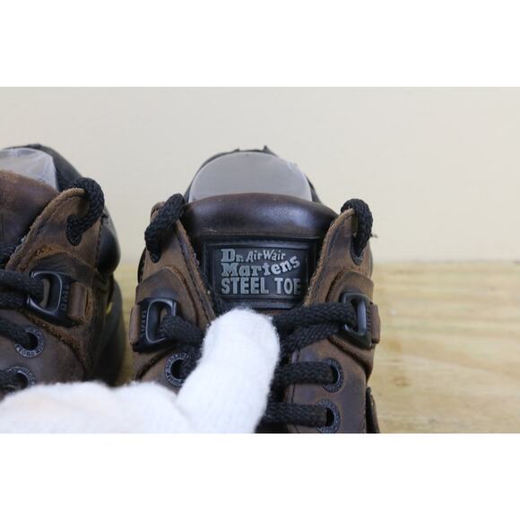 Doc Martens Mens 7 Brown Leather Industrial Steel Toe Vintage England View Photo - Picture 7 of 14